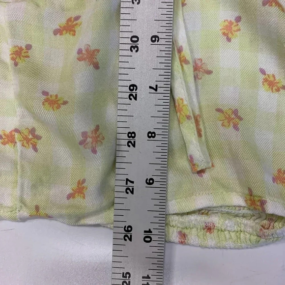 Abound Women's Floral Ruffle Cropped Green Lime Cream in Picnic Check M NWT - Picture 12 of 12